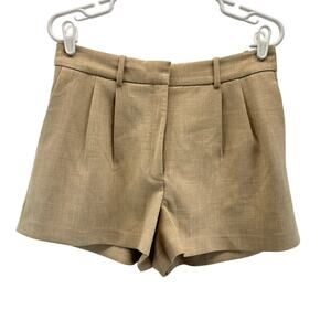 Aritzia Babaton Pleated Mini Shorts Tan Oatmeal Color 10